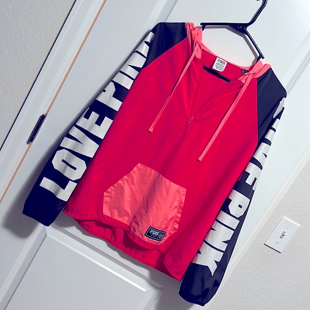 Pink Victorias Secret Extra Small Pink and Neon Pink With Gray Windbreaker